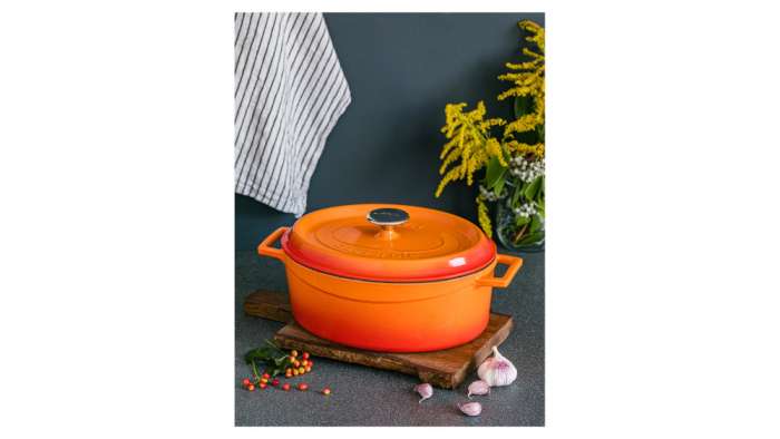 Утятница LAVA 23х29 см, 4,7 л, чугун, оранжевая LV O TC 29 EDT K2 Orange