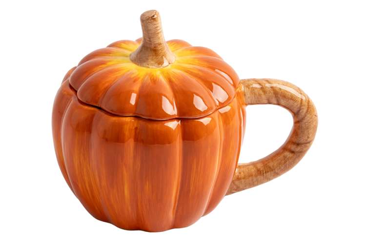 Кружка, 450 мл, с крышкой, керамика, оранжево-зеленая, Тыква, Bright pumpkin ANNA LAFARG ANLAF-FDWS-031224-5