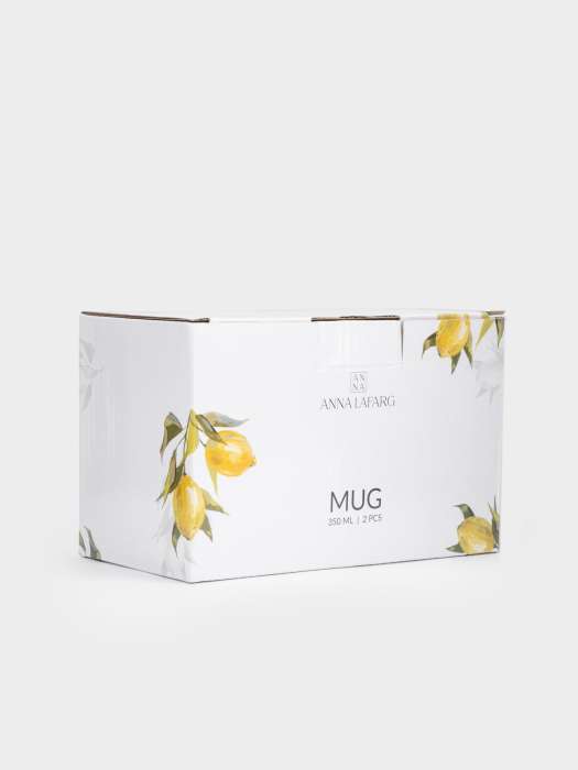 Кружка, 350 мл, 2 шт, фарфор P, белый, Лимоны, Palermo ANNA LAFARG ANLAF-MEIBO-040625-3