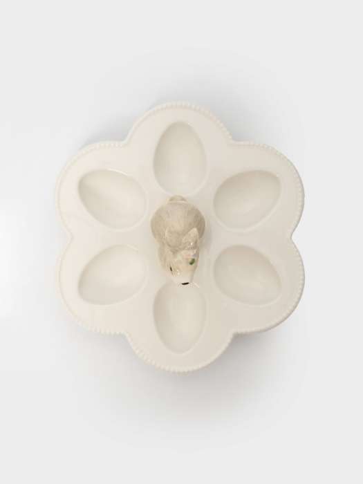 Блюдо пасхальное, 22х9 см, 6 отд, молочно-серое, Кролик с цветами, Brown Rabbit ANNA LAFARG ANLAF-XIA-140825-4