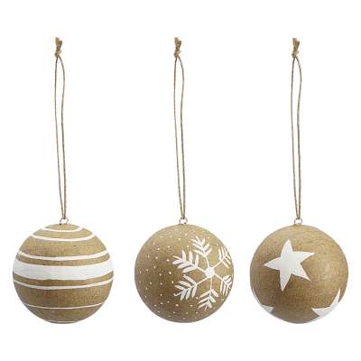 Набор елочных шаров из папье-маше zero waste из коллекции new year essential, 3 шт. Tkano TK23-NY_SET0019