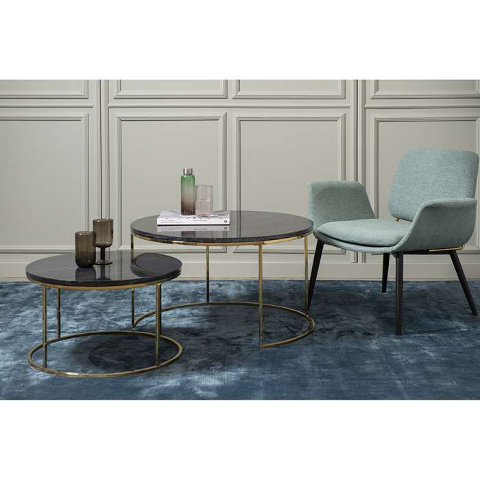 Набор из 2-х журнальных столиков hans, D60 см и D80 см, черный мрамор Bergenson Bjorn TAI-HN-TBL-BRMRB-BK-80-60