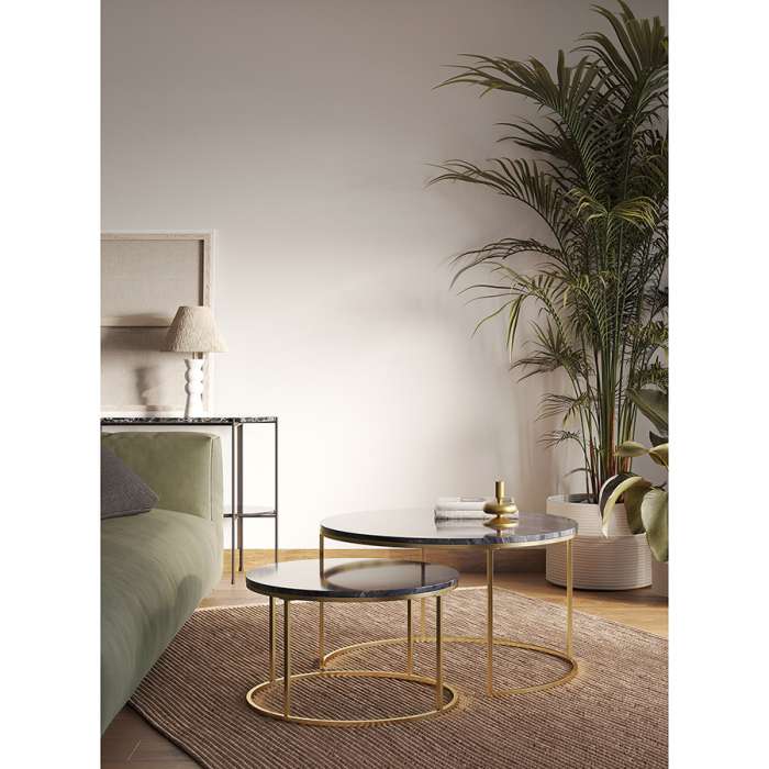 Набор из 2-х журнальных столиков hans, D60 см и D80 см, черный мрамор Bergenson Bjorn TAI-HN-TBL-BRMRB-BK-80-60