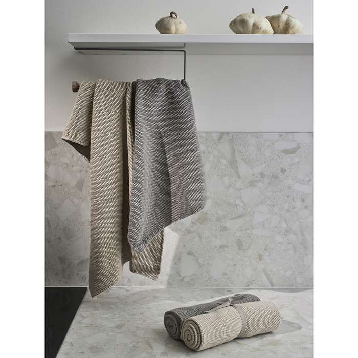 Набор из двух кухонных вязаных полотенец из коллекции essential, серое/экрю Tkano TK24-TT0003