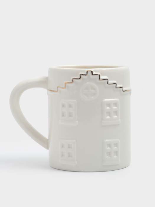 Кружка, 580 мл, фарфор P, бело-золотистая, Дом с венком, Townlet ANNA LAFARG ANLAF-ARJ-2501-1