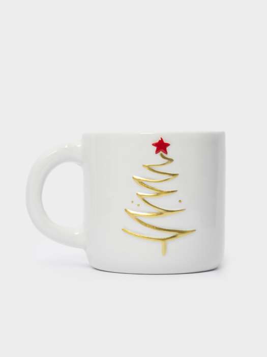Кружка, 340 мл, керамика, молочно-золотистая, Ель со звездой, New year ANNA LAFARG ANLAF-FDW-110425-1