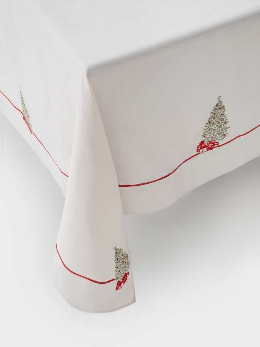 Скатерть, 170х250 см, полиэстер, бежевая, Елка с подарками, Festival ANNA LAFARG ANLAF-QFW25-2TCM