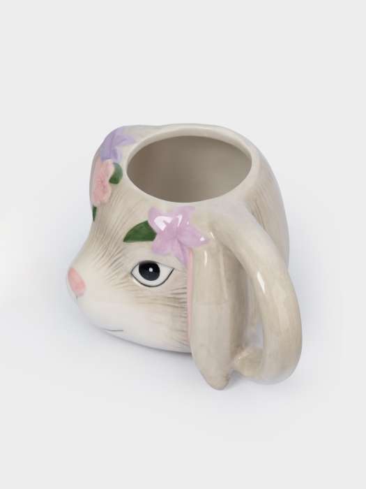 Кружка, 520 мл, керамика, серая, Кролик с цветами, Brown Rabbit ANNA LAFARG ANLAF-XIA-140825-5