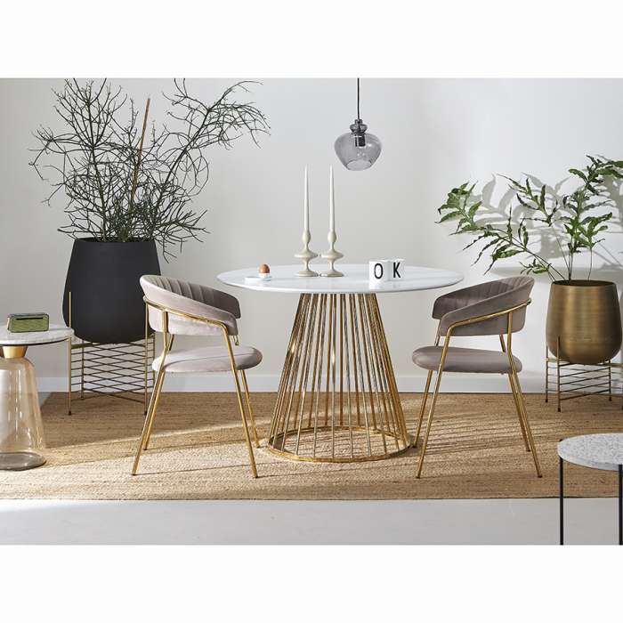 Стол обеденный tyra, D110 см, белый/золотой Bergenson Bjorn BB0000120