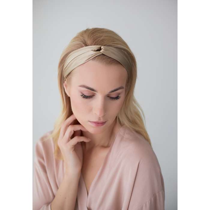 Повязка для волос из натурального шелка бежевого цвета из коллекции essential Tkano TK24-HBG0004