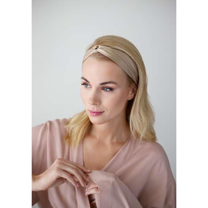 Повязка для волос из натурального шелка бежевого цвета из коллекции essential Tkano TK24-HBG0004