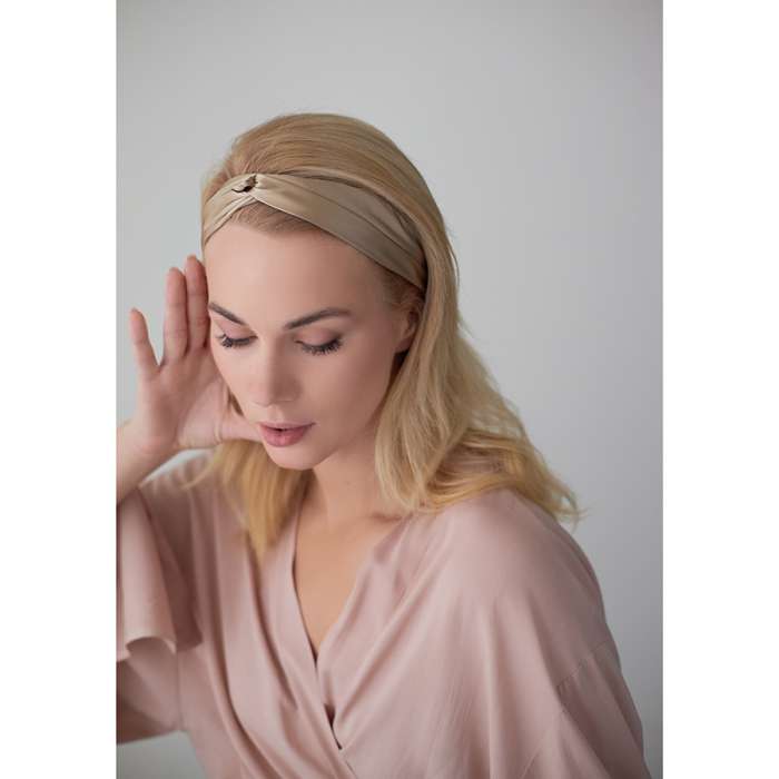 Повязка для волос из натурального шелка бежевого цвета из коллекции essential Tkano TK24-HBG0004