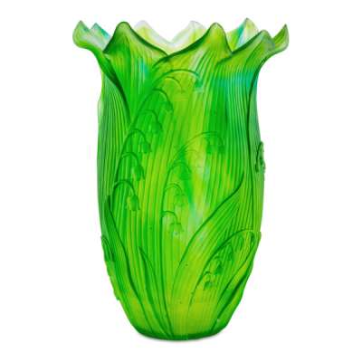 Ваза Decor de table Ландыш 30 см, хрусталь, зеленая, п/к