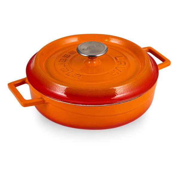 Кастрюля с крышкой низкая LAVA d24 см, 2,5 л, чугун, оранжевая LV Y ST 24 EDT K2 Orange