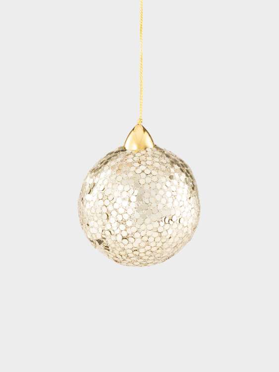 Игрушка елочная, 6 см, пластик/пайетки, шампань, Шар, New year ANNA LAFARG ANLAF-NY-1104