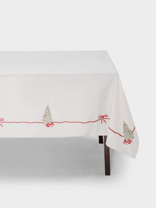 Скатерть, 160х160 см, полиэстер, бежевая, Елка с подарками, Festival ANNA LAFARG ANLAF-QFW25-2TCS