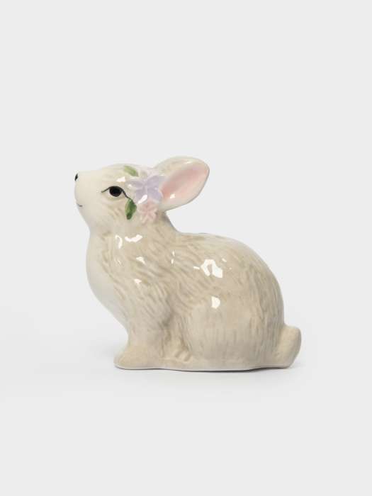 Емкость для соли или перца, 8 см, керамика, серая, Кролик с цветами, Brown Rabbit ANNA LAFARG ANLAF-XIA-140825-1