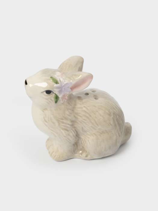Емкость для соли или перца, 8 см, керамика, серая, Кролик с цветами, Brown Rabbit ANNA LAFARG ANLAF-XIA-140825-1