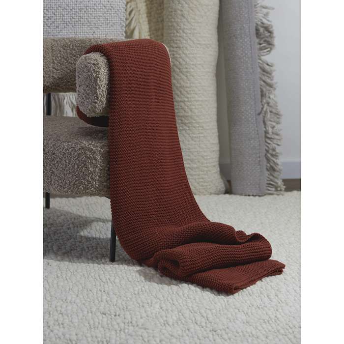 Плед из хлопка жемчужной вязки терракотового цвета из коллекции essential, 130х180 см Tkano TK24-TH0001