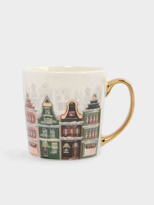 Кружка, 500 мл, фарфор N, бело-золотистая, Дома, Town ANNA LAFARG ANLAF-EL2201-5