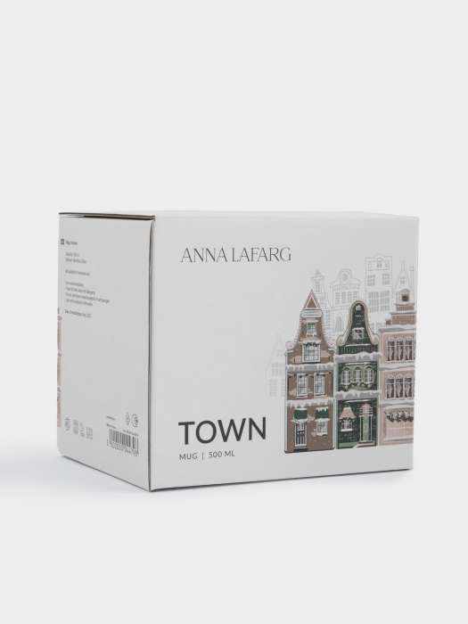 Кружка, 500 мл, фарфор N, бело-золотистая, Дома, Town ANNA LAFARG ANLAF-EL2201-5