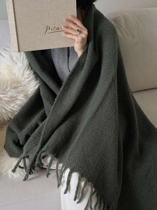 Плед мохеровый хвойно-зеленого цвета из коллекции essential, 130х180 см Tkano TK25-TH0011