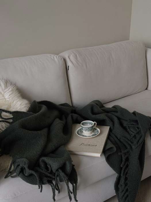 Плед мохеровый хвойно-зеленого цвета из коллекции essential, 130х180 см Tkano TK25-TH0011