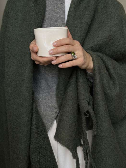 Плед мохеровый хвойно-зеленого цвета из коллекции essential, 130х180 см Tkano TK25-TH0011