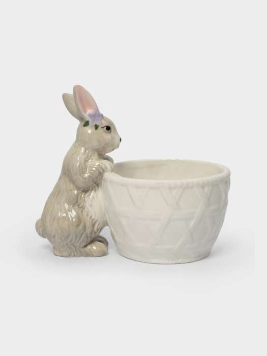 Конфетница, 12х16 см, керамика, молочно-серая, Кролик с корзинкой, Brown Rabbit ANNA LAFARG ANLAF-XIA-140825-3