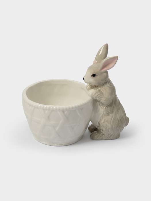 Конфетница, 12х16 см, керамика, молочно-серая, Кролик с корзинкой, Brown Rabbit ANNA LAFARG ANLAF-XIA-140825-3