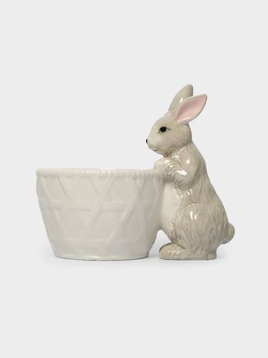 Конфетница, 12х16 см, керамика, молочно-серая, Кролик с корзинкой, Brown Rabbit ANNA LAFARG ANLAF-XIA-140825-3