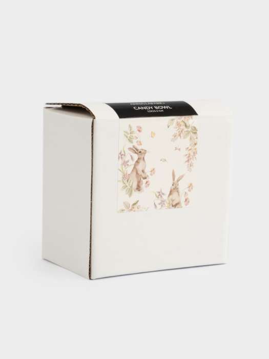 Конфетница, 12х16 см, керамика, молочно-серая, Кролик с корзинкой, Brown Rabbit ANNA LAFARG ANLAF-XIA-140825-3