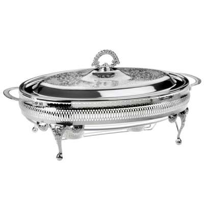 Мармит овальный с подогревом, с крышкой Queen Anne 41см, сталь, посеребрение