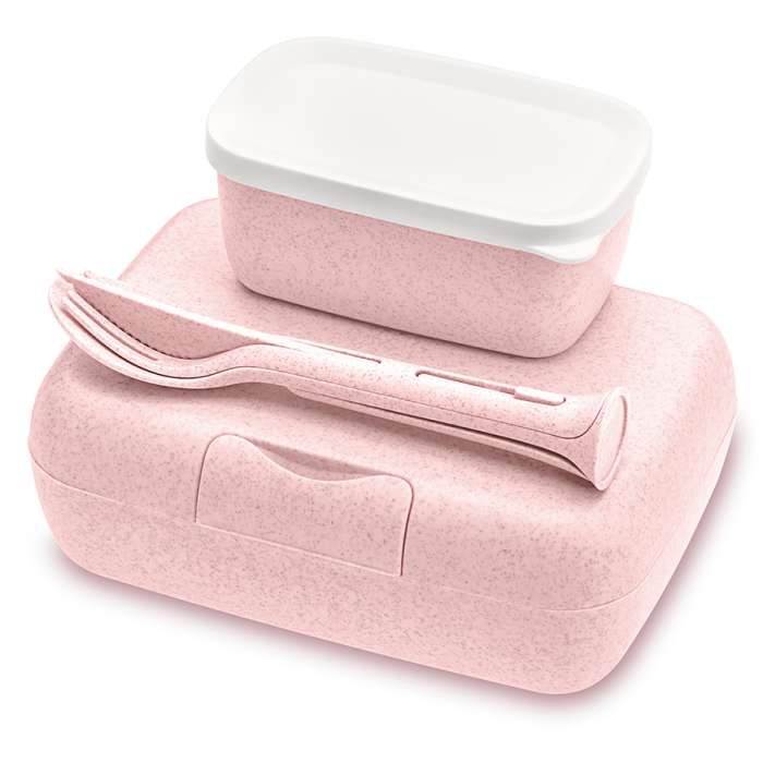Набор ланч-боксов и столовых приборов Candy Ready, Organic, розовый, 2 шт. KOZIOL 3272669