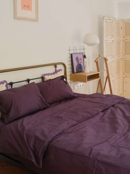 Комплект постельного белья из стираного перкаля сливового цвета из коллекции essential, 150х200 см Tkano TK24-DC0019