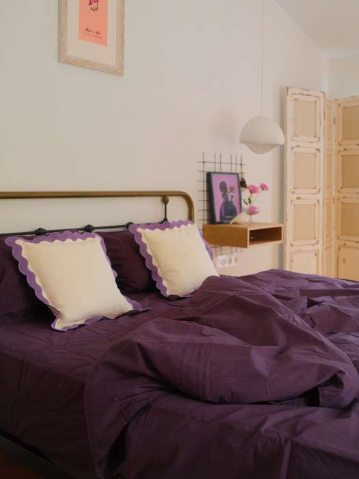 Комплект постельного белья из стираного перкаля сливового цвета из коллекции essential, 150х200 см Tkano TK24-DC0019