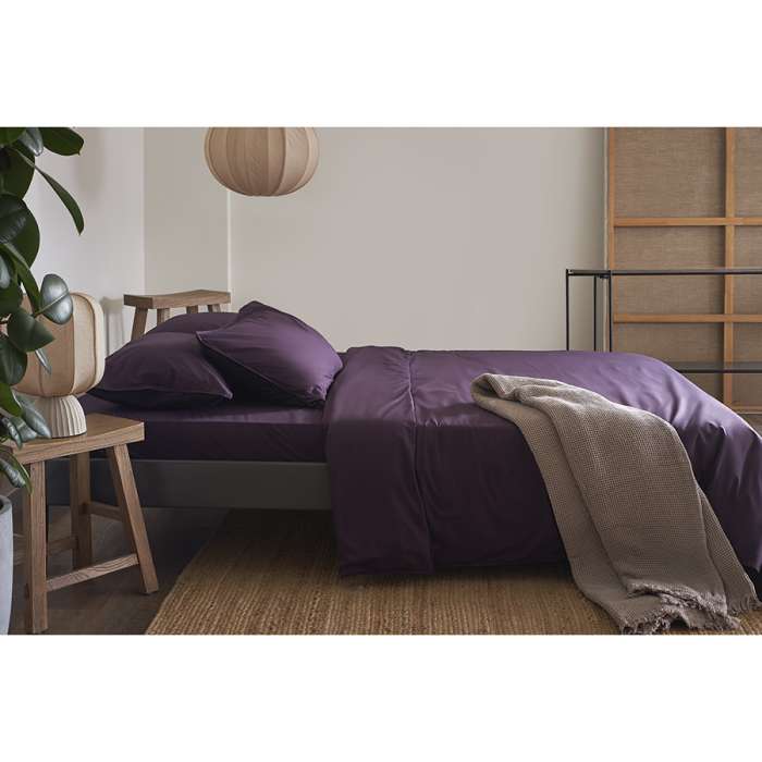 Комплект постельного белья из стираного перкаля сливового цвета из коллекции essential, 150х200 см Tkano TK24-DC0019