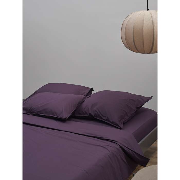 Комплект постельного белья из стираного перкаля сливового цвета из коллекции essential, 150х200 см Tkano TK24-DC0019