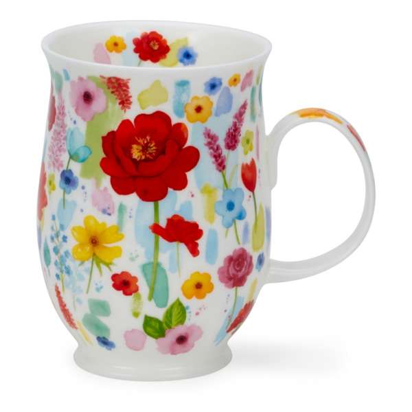 Кружка Dunoon Цветочный взрыв Саффолк 310 мл, фарфор костяной, красная