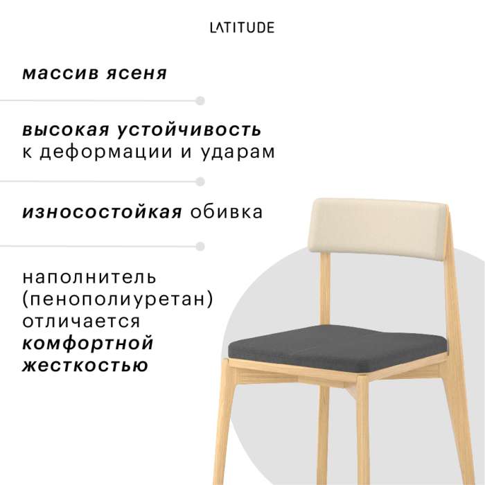 Стул aska, рогожка, ясень/бежевый/темно-серый LATITUDE ASKCHASHBSKBGDGR