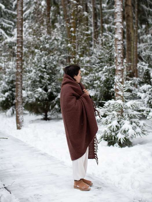 Плед мохеровый шоколадного цвета из коллекции essential, 130х180 см Tkano TK25-TH0012