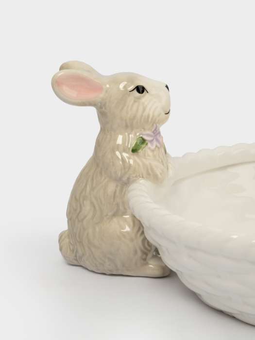 Ваза для фруктов, 26х6 см, керамика, молочно-серая, Кролики с корзинкой, Brown Rabbit ANNA LAFARG ANLAF-XIA-140825-6