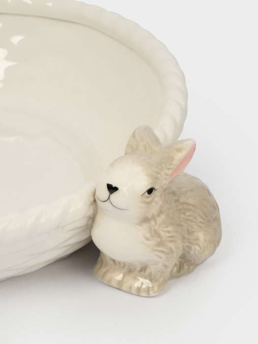 Ваза для фруктов, 26х6 см, керамика, молочно-серая, Кролики с корзинкой, Brown Rabbit ANNA LAFARG ANLAF-XIA-140825-6