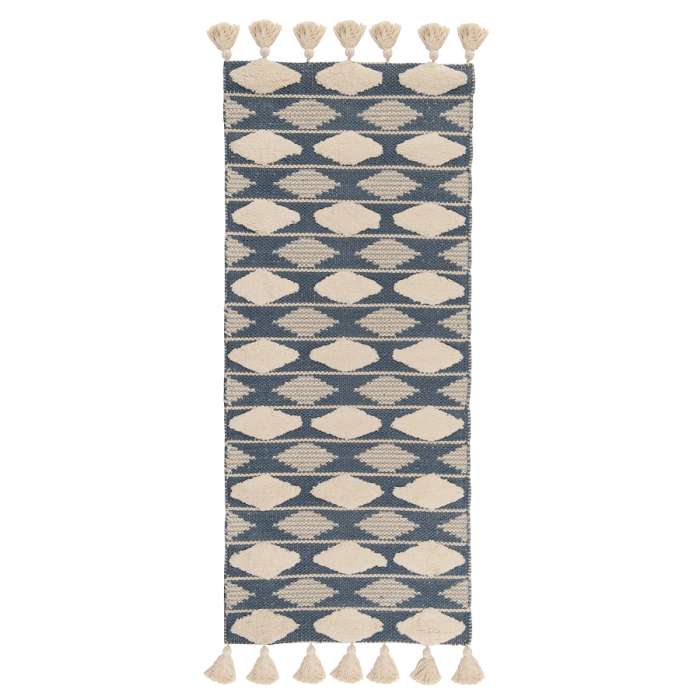 Ковер из хлопка синего цвета argyle из коллекции ethnic, 70х160 см Tkano TK18-DR0001