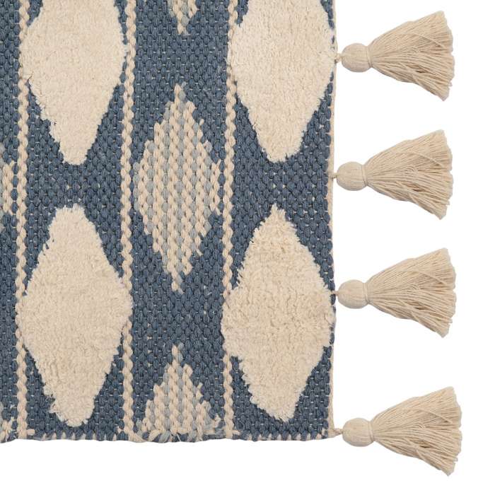 Ковер из хлопка синего цвета argyle из коллекции ethnic, 70х160 см Tkano TK18-DR0001