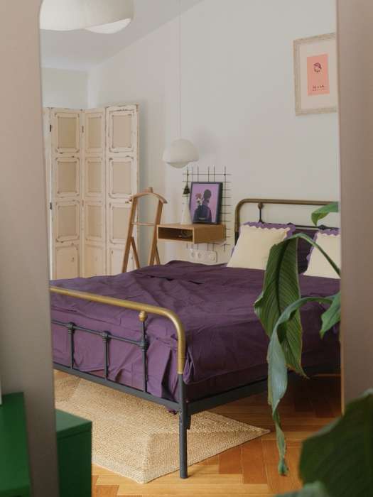 Комплект постельного белья из стираного перкаля сливового цвета из коллекции essential, 200х220 см Tkano TK24-DC0020