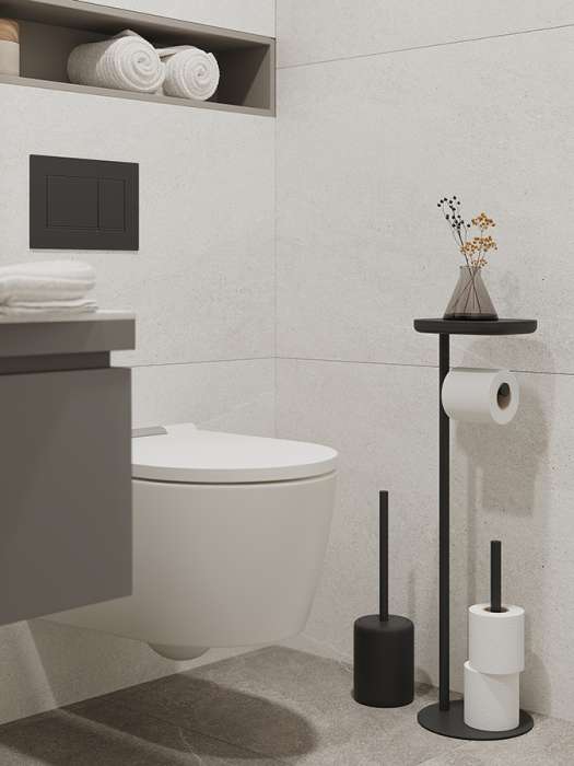 Держатель для туалетной бумаги с полочкой slim, черный Bergenson Bjorn Bath BB0000944