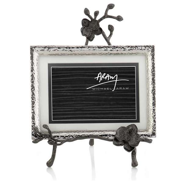 Рамка для фото на подставке Michael Aram Чёрная орхидея 13х18 см, серебристая