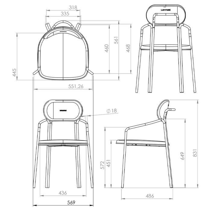 Набор из 2 стульев ror, round, велюр, черный/розовый LATITUDE RORCHRBKVLRPK-2