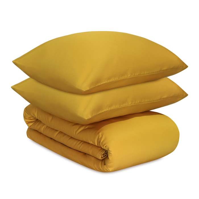 Комплект постельного белья из премиального сатина горчичного цвета из коллекции essential, 150х200 см Tkano TK24-DC0043